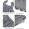image:imageFlygo Striped Cotton Pajamas for Women Set Ruffle Cami Top Shorts SetsBlack