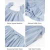 image:imageFlygo Striped Cotton Pajamas for Women Set Ruffle Cami Top Shorts SetsBlue