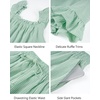 image:imageFlygo Striped Cotton Pajamas for Women Set Ruffle Cami Top Shorts SetsGreen
