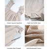 image:imageFlygo Striped Cotton Pajamas for Women Set Ruffle Cami Top Shorts SetsKhaki