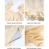 image:imageFlygo Striped Cotton Pajamas for Women Set Ruffle Cami Top Shorts SetsYellow