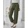 image:imageFlygo Women Winter Pants Lightweight Quilted Puffy Baggy Snow PantsArmy Green
