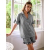 image:imageFlygo Womens Cotton Pajamas Set Gingham Lounge Sets Ruffle Shorts PjsBlack