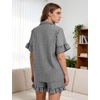 image:imageFlygo Womens Cotton Pajamas Set Gingham Lounge Sets Ruffle Shorts PjsBlack
