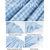 image:imageFlygo Womens Cotton Pajamas Set Gingham Lounge Sets Ruffle Shorts PjsBlue