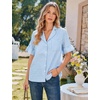 image:imageFlygo Womens Cotton Pajamas Set Gingham Lounge Sets Ruffle Shorts PjsBlue