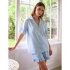 image:imageFlygo Womens Cotton Pajamas Set Gingham Lounge Sets Ruffle Shorts PjsBlue