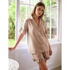 image:imageFlygo Womens Cotton Pajamas Set Gingham Lounge Sets Ruffle Shorts PjsBrown