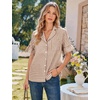 image:imageFlygo Womens Cotton Pajamas Set Gingham Lounge Sets Ruffle Shorts PjsBrown