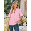 image:imageFlygo Womens Cotton Pajamas Set Gingham Lounge Sets Ruffle Shorts PjsPink