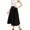 image:imageFlygo Womens Elastic High Waist Flowy Pleated Midi SkirtBlack