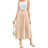 image:imageFlygo Womens Elastic High Waist Flowy Pleated Midi SkirtChampagne