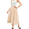 image:imageFlygo Womens Elastic High Waist Flowy Pleated Midi SkirtChampagne