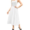 image:imageFlygo Womens Elastic High Waist Flowy Pleated Midi SkirtWhite