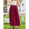 image:imageFlygo Womens Elastic High Waist Flowy Pleated Midi SkirtWine