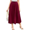 image:imageFlygo Womens Elastic High Waist Flowy Pleated Midi SkirtWine