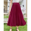 image:imageFlygo Womens Elastic High Waist Flowy Pleated Midi SkirtWine