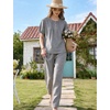 image:imageFlygo Womens Gingham Pajama Set 2 Piece Cotton Pjs Lounge SetsBlack