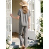image:imageFlygo Womens Gingham Pajama Set 2 Piece Cotton Pjs Lounge SetsBlack