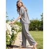 image:imageFlygo Womens Gingham Pajama Set 2 Piece Cotton Pjs Lounge SetsBlack