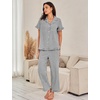 image:imageFlygo Womens Striped Pajama Sets Soft 2 Piece Cotton Sleepwear PjsBlack