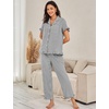 image:imageFlygo Womens Striped Pajama Sets Soft 2 Piece Cotton Sleepwear PjsBlack