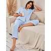 image:imageFlygo Womens Striped Pajama Sets Soft 2 Piece Cotton Sleepwear PjsBlue