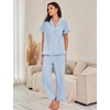 image:imageFlygo Womens Striped Pajama Sets Soft 2 Piece Cotton Sleepwear PjsBlue