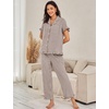 image:imageFlygo Womens Striped Pajama Sets Soft 2 Piece Cotton Sleepwear PjsCoffee