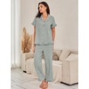 image:imageFlygo Womens Striped Pajama Sets Soft 2 Piece Cotton Sleepwear PjsDarkgreen