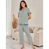image:imageFlygo Womens Striped Pajama Sets Soft 2 Piece Cotton Sleepwear PjsDarkgreen