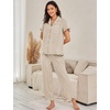 image:imageFlygo Womens Striped Pajama Sets Soft 2 Piece Cotton Sleepwear PjsKhaki