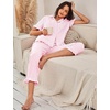 image:imageFlygo Womens Striped Pajama Sets Soft 2 Piece Cotton Sleepwear PjsPink