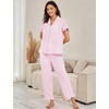 image:imageFlygo Womens Striped Pajama Sets Soft 2 Piece Cotton Sleepwear PjsPink