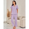 image:imageFlygo Womens Striped Pajama Sets Soft 2 Piece Cotton Sleepwear PjsPurple