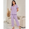 image:imageFlygo Womens Striped Pajama Sets Soft 2 Piece Cotton Sleepwear PjsPurple
