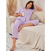 image:imageFlygo Womens Striped Pajama Sets Soft 2 Piece Cotton Sleepwear PjsPurple