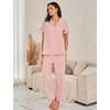 image:imageFlygo Womens Striped Pajama Sets Soft 2 Piece Cotton Sleepwear PjsRed