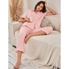 image:imageFlygo Womens Striped Pajama Sets Soft 2 Piece Cotton Sleepwear PjsRed