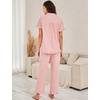 image:imageFlygo Womens Striped Pajama Sets Soft 2 Piece Cotton Sleepwear PjsRed