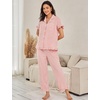 image:imageFlygo Womens Striped Pajama Sets Soft 2 Piece Cotton Sleepwear PjsRed