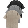 image:imageFlygo 3 Pack Mens Oversized T Shirts Summer Cotton Washed Baggy TeeBlackgreylightkhaki