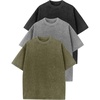image:imageFlygo 3 Pack Mens Oversized T Shirts Summer Cotton Washed Baggy TeeBlackgreyolivegreen