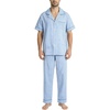 image:imageFlygo Mens Plaid Pajama Sets 2 Piece Button Down Sleepwear with PocketsBlue