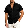 image:imageFlygo Mens Short Sleeve Work Shirts Cotton Button Down Shirt PocketsBlack