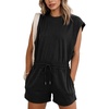 image:imageFlygo Rompers for Women Summer Cap Sleeve One Piece Short JumpsuitBlack