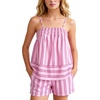 image:imageFlygo Striped Pajamas Set for Womens Lounge Set 2 Piece Cute Short Pjs SetsPink