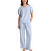 image:imageFlygo Womens Gingham Pajama Set 2 Piece Cotton Pjs Lounge SetsBlue