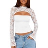 image:imageLace Long Sleeve Sexy Tops for Women Slim Going Out Crop TopWhite