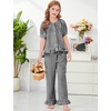image:imageFlygo Girls Gingham 2 Pieces Outfits Cotton Top Ruffle Pants SetBlack